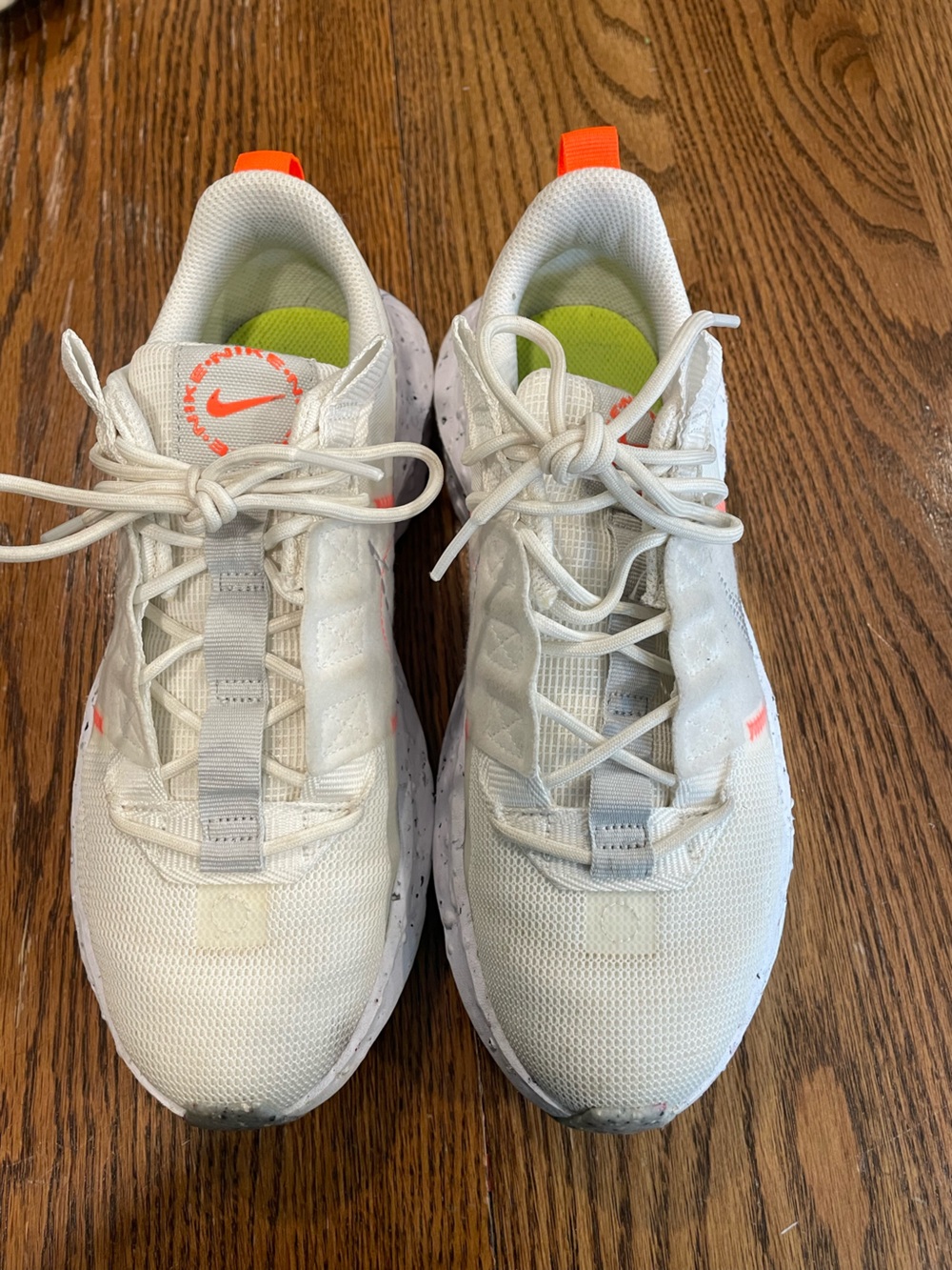 Nike Women off white Sneakers with Neon Orange Swoosh
